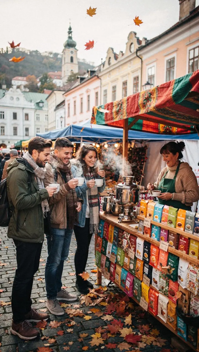 Pohľad na čajové lístky v čajníku, uvoľňujúce svoje arómy a farby.